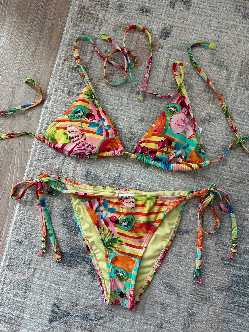 wild fable Multicolor Floral Stripe Triangle Bikini